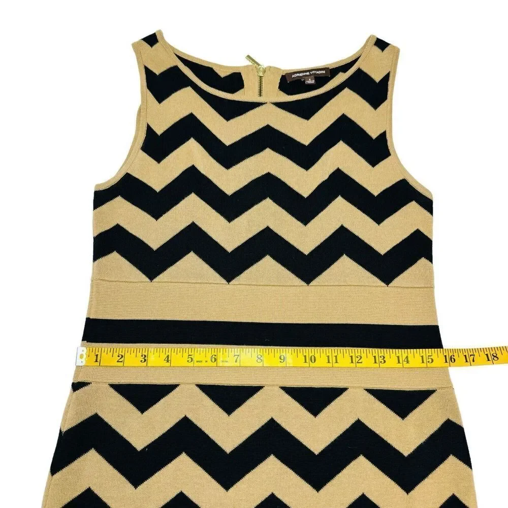 Adrienne Vittadini Knit Chevron Dress Women’s Size S Sleeveless Black and Tan - Picture 12 of 13